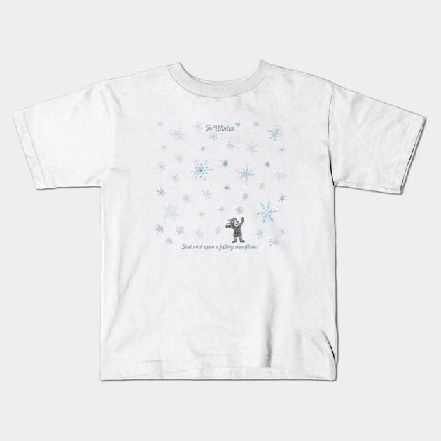 Just wish upon a snowflake - winter Kids T-Shirt by mnutz